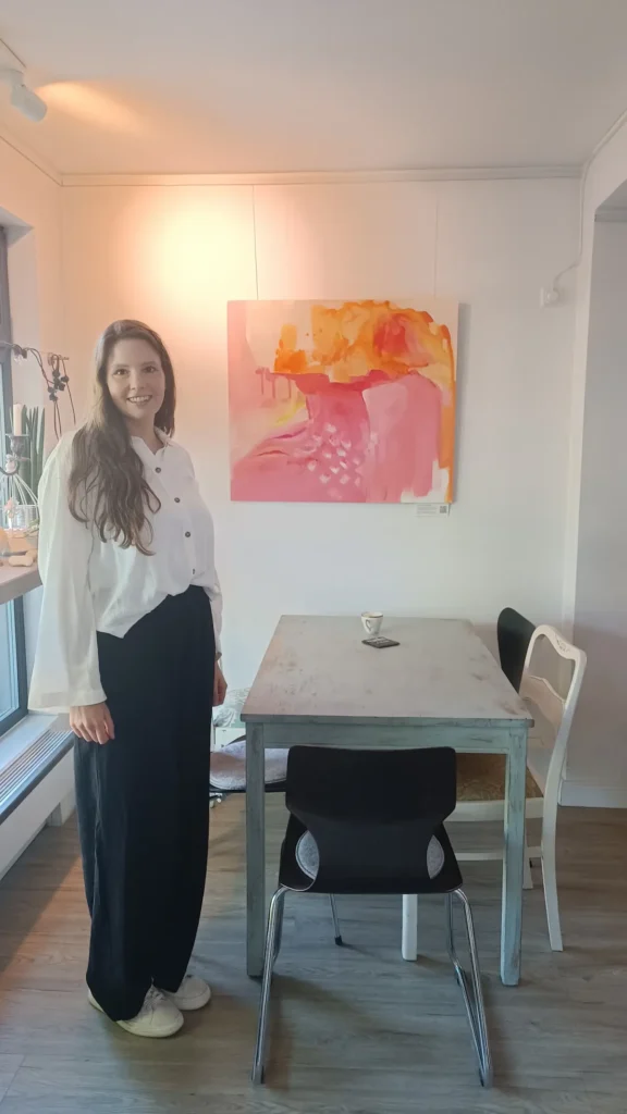 Das Kunstwerk Deer at Sunrise und ich im Lieberbrook Café & Weinbar